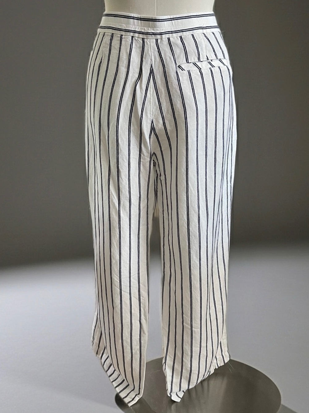 J. Jill White Wide-Leg Pants with Black Pinstripes - Picture 3 of 8